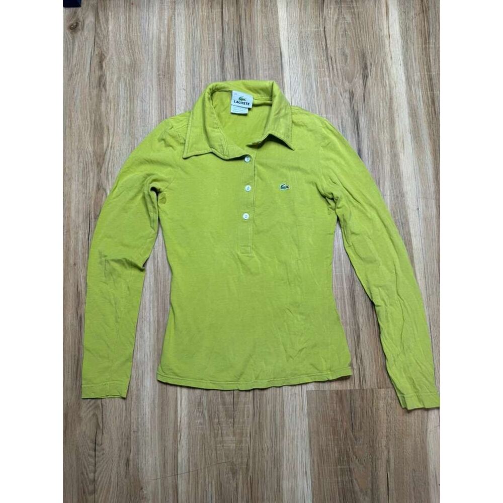 Lacoste Lime Green Long Sleeve Polo Shirt Size 34 US XS / S